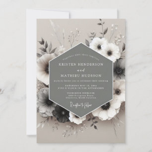 Pewter Anemone Wedding Invitation