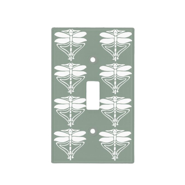 Pewter Arts and Crafts Dragonflies Light Switch Cover (Front)