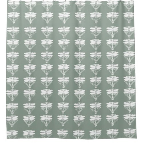 Pewter Arts and Crafts Dragonflies Shower Curtain