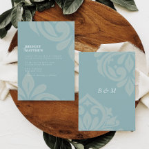 Pewter Blue Tasteful Classic Damask Wedding