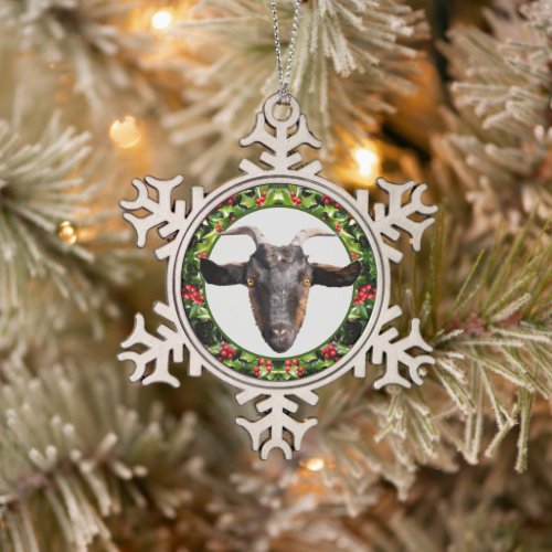 Pewter Christmas Ornament Balc  Tan Goat