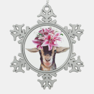 Pewter Christmas Ornament Lily the Goat