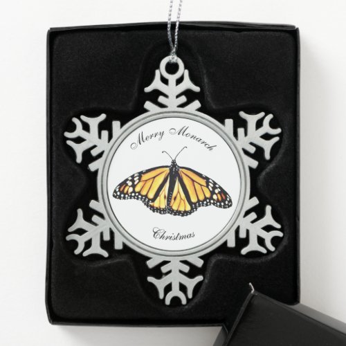 Pewter Christmas Ornament Merry Monarch Christmas