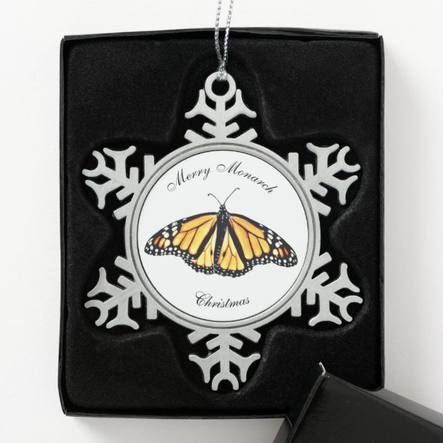 Pewter Christmas Ornament Merry Monarch Christmas (Box)