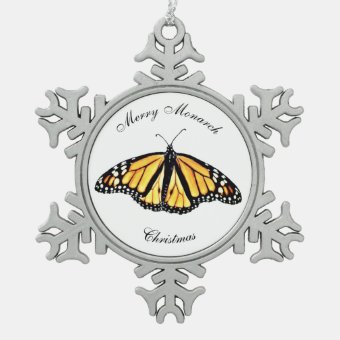 Pewter Christmas Ornament Merry Monarch Christmas | Zazzle