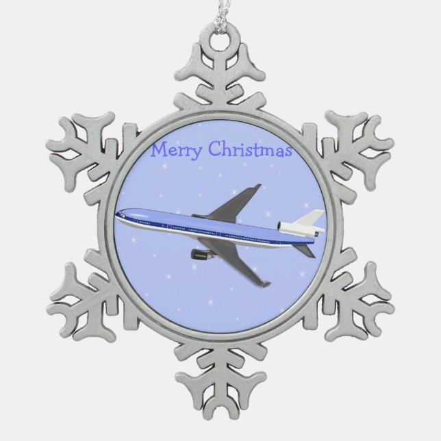 Pewter Christmas Ornaments - Airplane (Front)