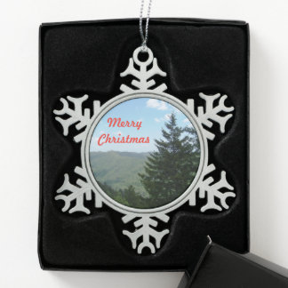 Pewter Christmas Snowflake Ornament Mountain, Tree