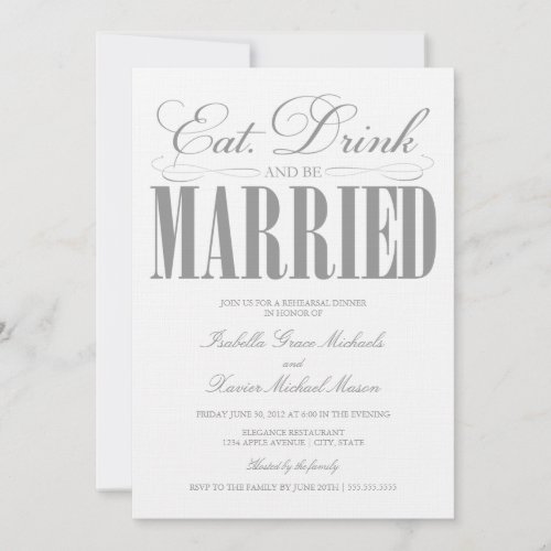 5 x 7 Eat, Drink &amp; Be Married | Rehearsal Dinner Announcements