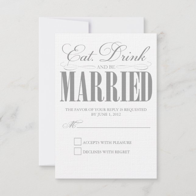 Pewter Eat, Drink & Be Married | Response Card (Front)