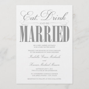 Pewter Eat, Drink & Be Married   Wedding Invite