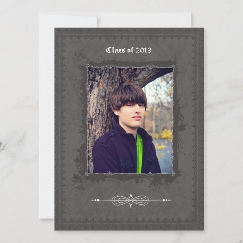 Pewter frame photo graduation party invitation