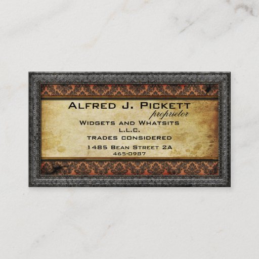 Customizable Pewter Frame Steampunk Cogs Business Card