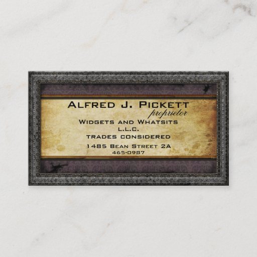 Customizable Pewter Frame Steampunk Cogs Business Card