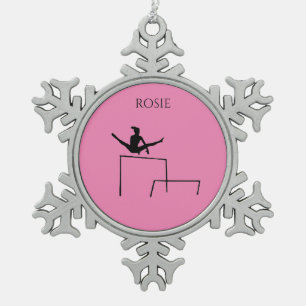 PEWTER GYMNASTICS SNOWFLAKE ORNAMENT. CHRISTMAS ORNAMENT