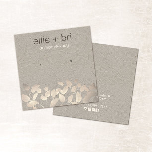 Pewter Leaves Stud Kraft Earring Display Square Business Card