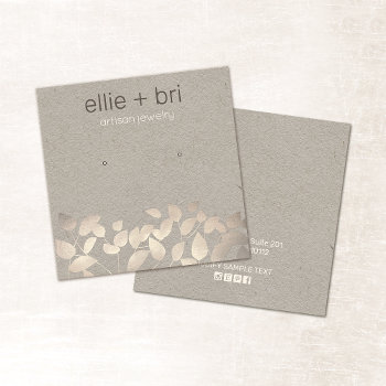 Pewter Leaves Stud Kraft Earring Display Square Business Card by sm_business_cards at Zazzle