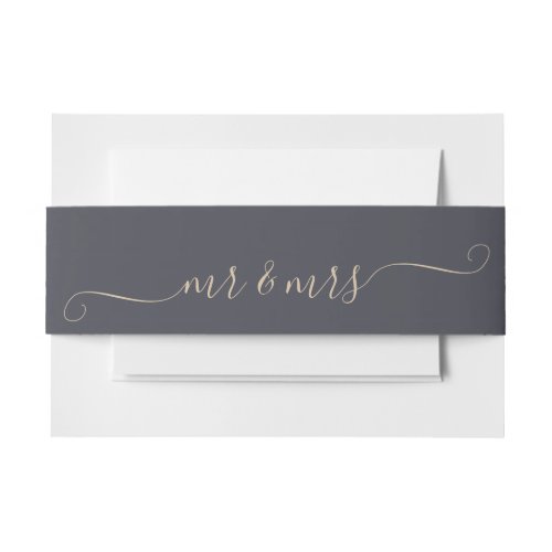 Pewter Mr and Mrs  Invitation Belly Band