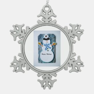 Pewter Snow flakes snowman Snowflake Pewter Christmas Ornament