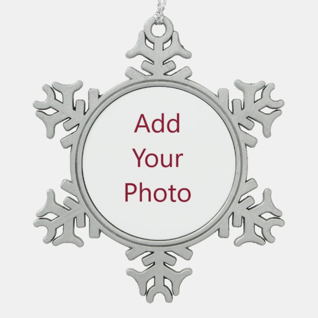 Pewter Snowflake Christmas Ornament add your image (Front)