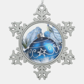 Pewter Snowflake Ornament/Blue Ornament