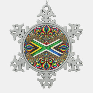 Pewter Snowflake Ornament with Brazilian Colors