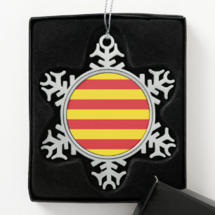 Pewter Snowflake Ornament with Catalonia Flag
