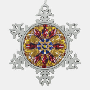 Pewter Snowflake Ornament with Colombia Colors