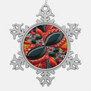 Pewter Snowflake Ornament with Germany Colors