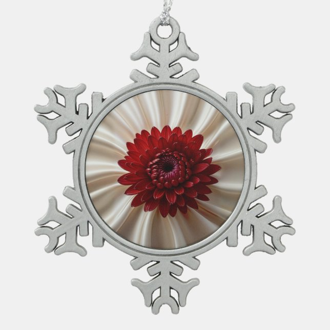 Pewter Snowflake Ornament with Japanase Colors (Front)