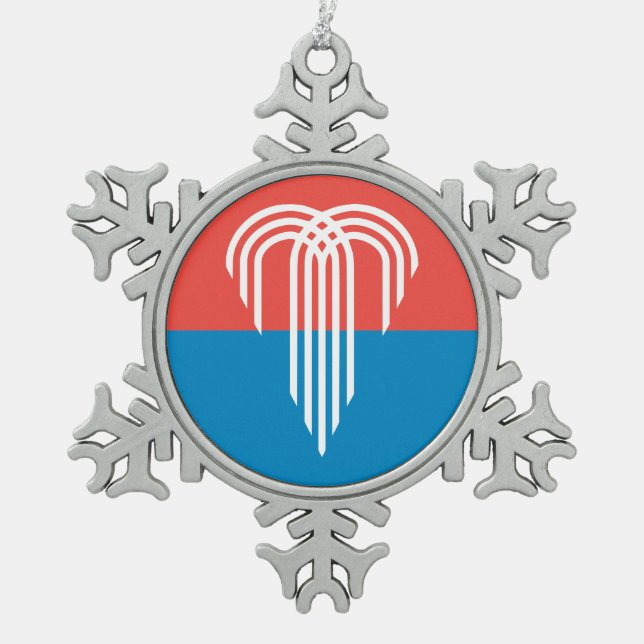 Pewter Snowflake Ornament with Kansas City Flag (Front)