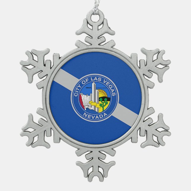 Pewter Snowflake Ornament with Las Vegas Flag (Front)