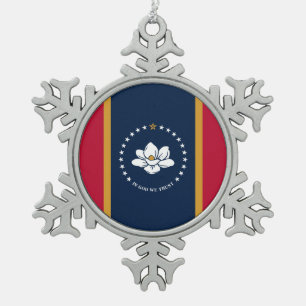 Pewter Snowflake Ornament with Mississippi Flag
