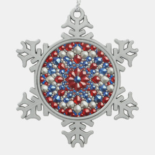 Pewter Snowflake Ornament with Netherlands Colors