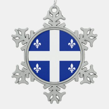 Pewter Snowflake Ornament With Quebec Flag by AllFlags at Zazzle