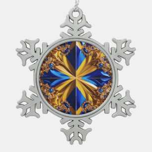 Pewter Snowflake Ornament with Sweden Colors