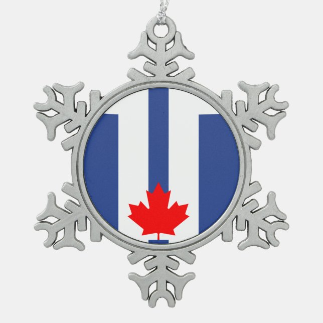 Pewter Snowflake Ornament with Toronto Flag (Front)