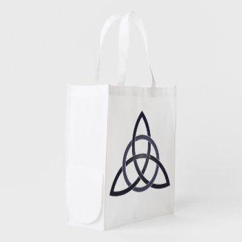 Pewter Trinity Knot Reusable Grocery Bag by FogWeaver at Zazzle