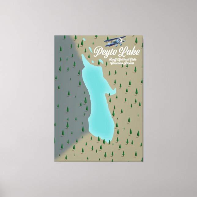 Peyto lake Canadian Rockies map Canvas Print (Front)