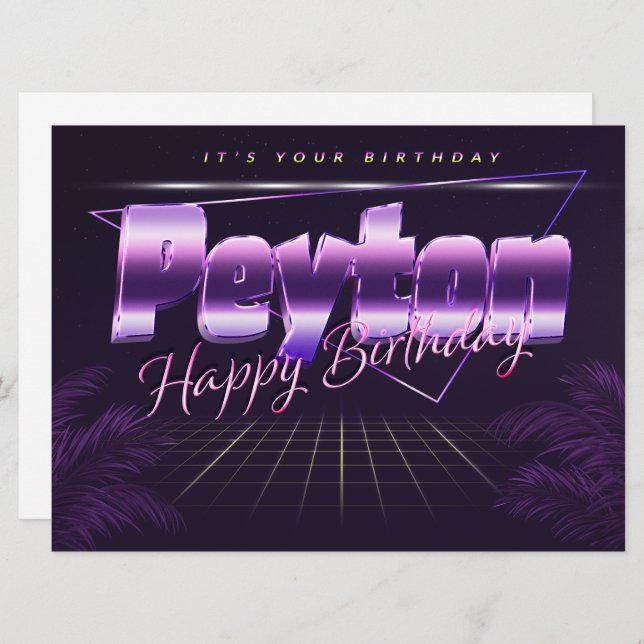 Peyton Name First Name pura retro card Birthday (Front/Back)