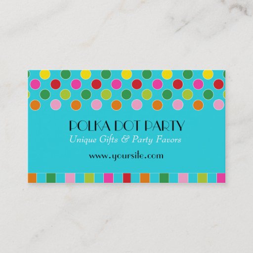 Customizable Peyton Polka Dot Multi-Colored Chic Business Card