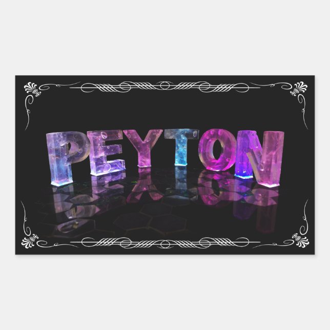 Peyton  - The Name Peyton in 3D Lights (Photograph Rectangular Sticker (Front)