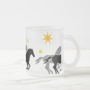 Pferde und Sterne Horses and Stars Frosted Glass Coffee Mug