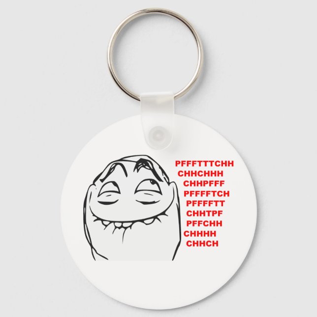 PFFTCH Laughing Rage Face Comic Meme Keychain (Front)