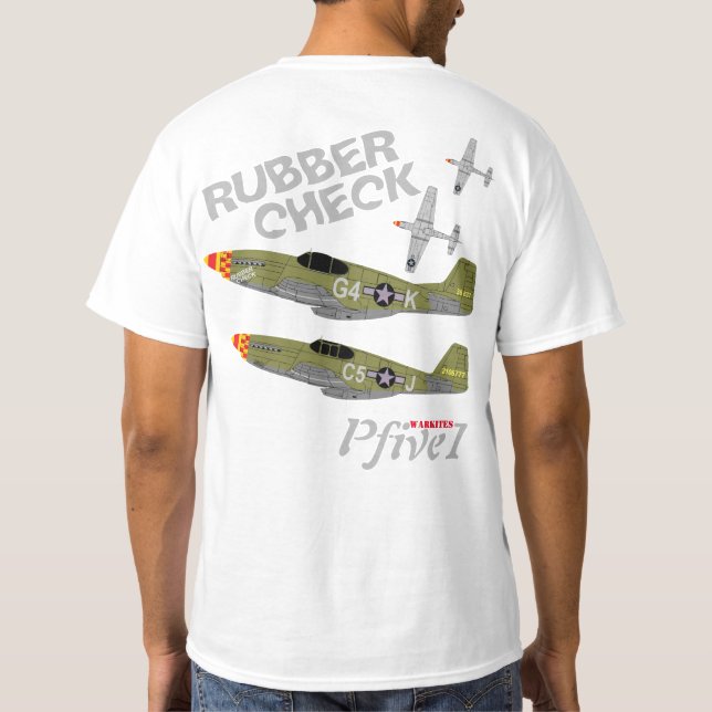 Pfive1 P-51 Mustang "Rubber Check" T-Shirt (Back)
