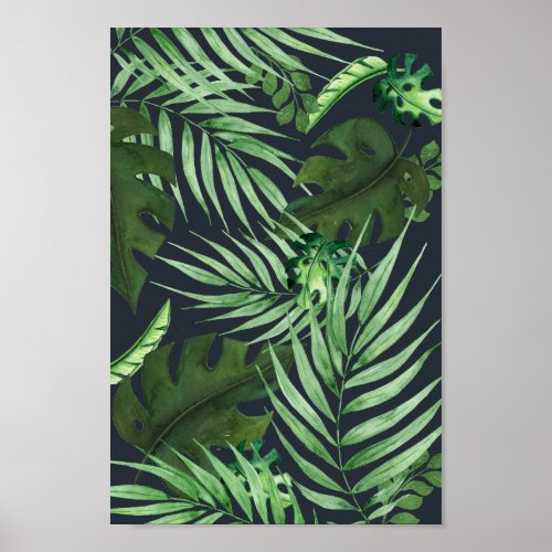 Pflanzen Palmen tropisch Grn Watercolour Poster