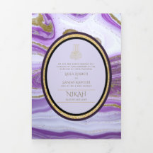 Pg NIKAH WALIMA Purple Gold Marble Agate Glitter T