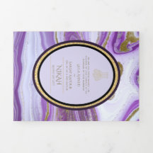 Pg NIKAH WALIMA Purple Gold Marble Agate Glitter