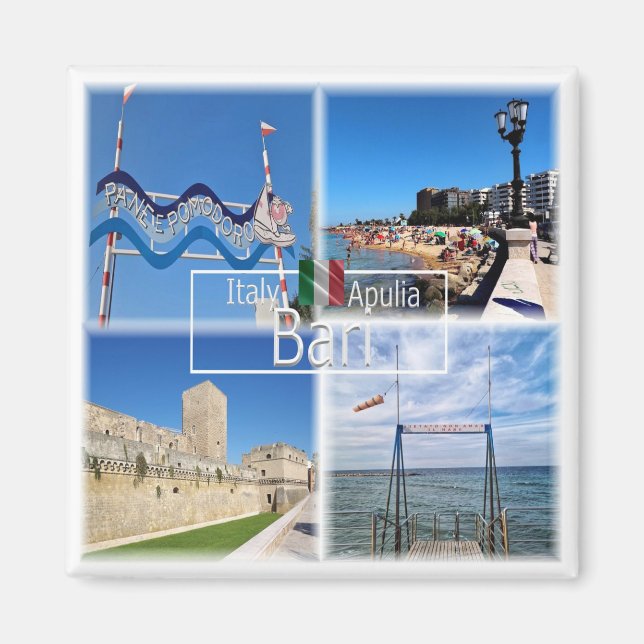 PGL044 BARI, beach pane e pomodoro, fridge Magnet (Front)