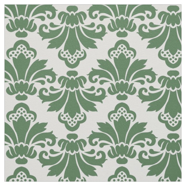 PH&D Antique Damask Fabric Dark Green/White (Swatch)