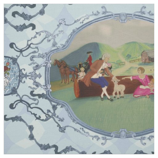 PH&D French Toile Fabric Fountain Blue